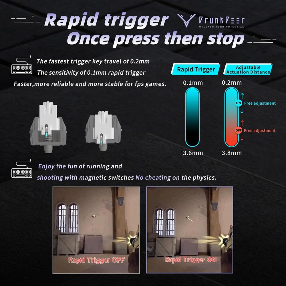 DrunkDeer G65 Rapid Trigger Mechanical Keyboard Magnetic Switch Gaming PBT - Picture 6 of 7